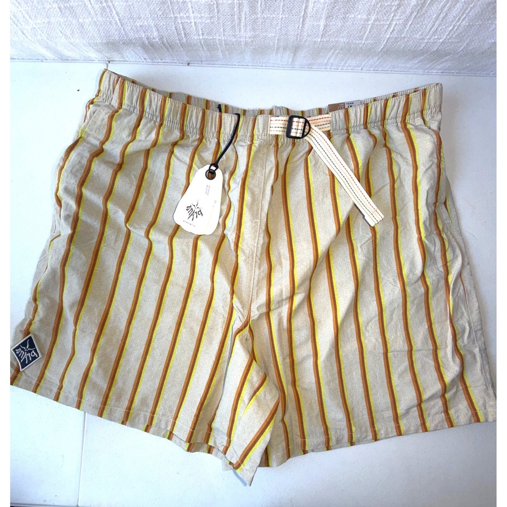 Prana Indio Heritage Shorts Mens XL Yarrow Striped Recycled 6 Inch Inseam NEW